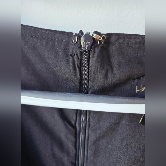 House Of Harlow 1960 Black Dress Puff Sleeve Flared Skirt Linen Size 4 S - Picture 10 of 12